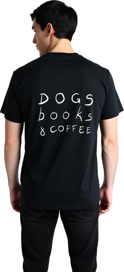 Erkek Grafik Baskılı Kısa Kollu Tişört Köpek Kitap Kahve Sevgililerine Günlük Rahat Kesim Modern