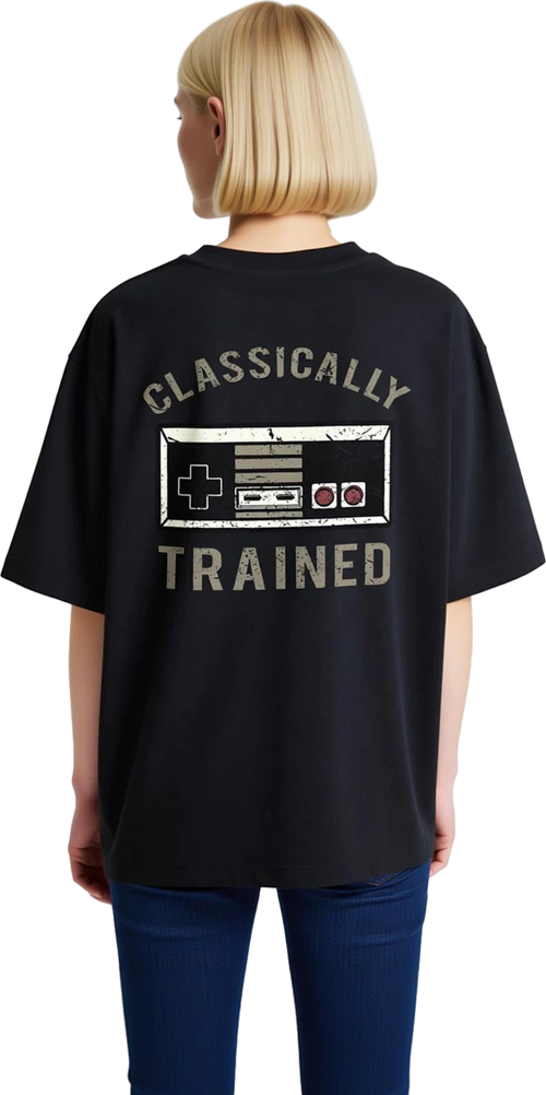 Klasik Oyun Nostaljisi Baskılı Kadın Oversize Tişört