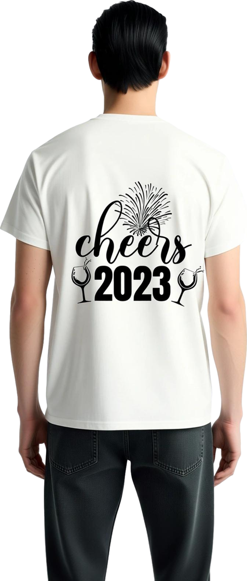 Cheers 2023 Kutlama Teması Baskılı Erkek Tişört