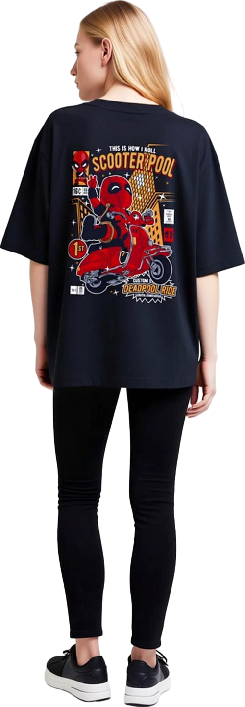 Kadın Oversize Grafik Baskılı Tişört Scooter Temalı Retro Slogan Tasarımı Rahat Kesim Günlük Modern
