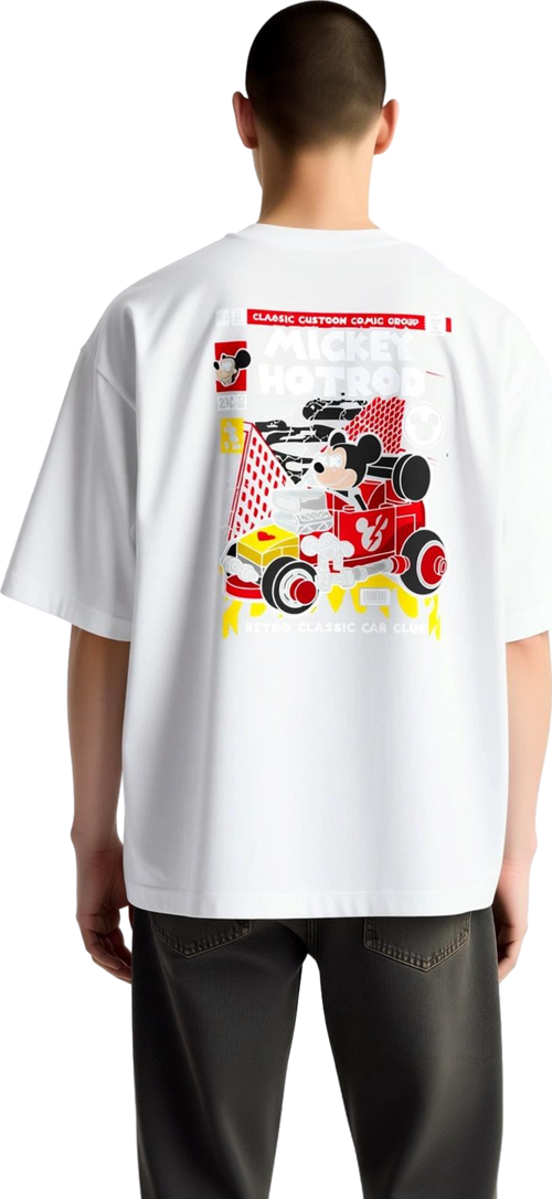 Erkek Oversize Tişört Retro Hotrod Araba Baskısı Klasik Otomotiv Temalı Grafik Dijital Baskı Günlük