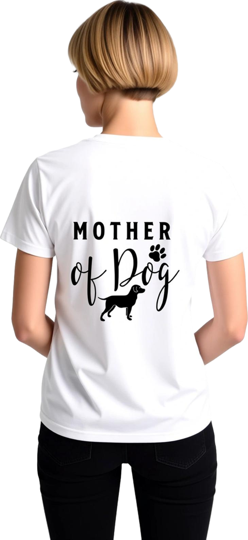 Kadın Köpek Annesi Baskılı Grafik Tişört %100 Pamuk Kısa Kollu Yuvarlak Yaka Rahat Kesim Günlük