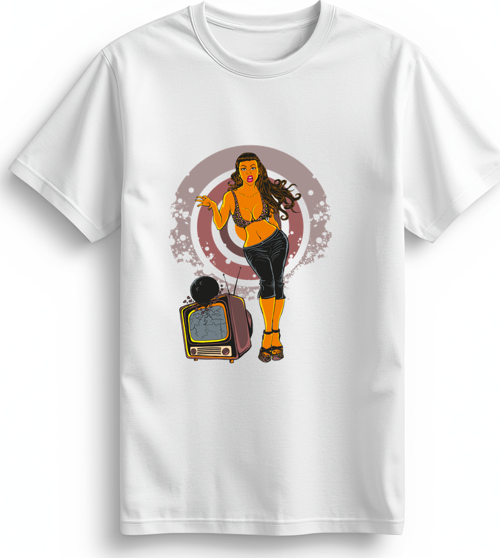 Leopar Desenli Retro Kadın Baskılı Kadın Tişört