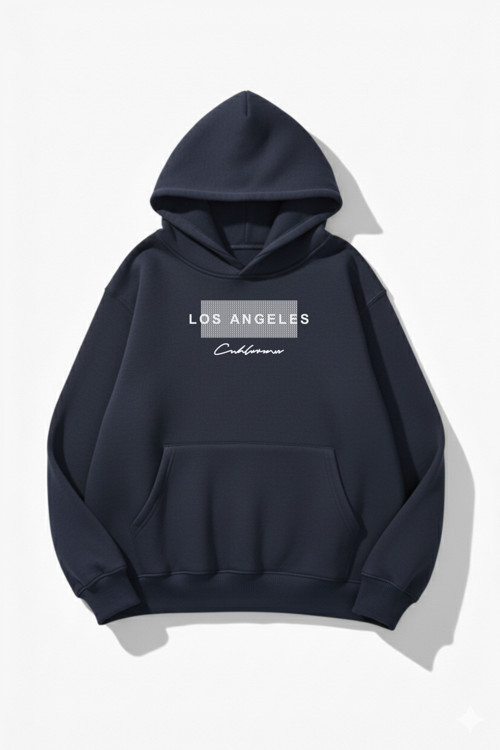 Unisex Yumuşak Dokulu Los Angeles & California Baskılı Tasarım Oversize 3 İplik Hoodie Sweatshirt
