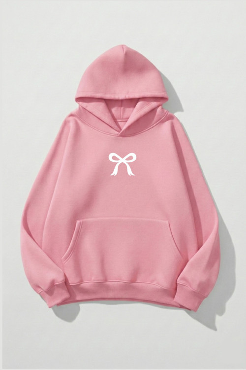 Unisex Yumuşak Dokulu Review Cherry Baskılı Tasarım Oversize 3 İplik Hoodie Sweatshirt