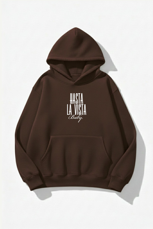 Unisex Yumuşak Dokulu Hastala Vista Baby Baskılı Tasarım Oversize 3 İplik Hoodie Sweatshirt