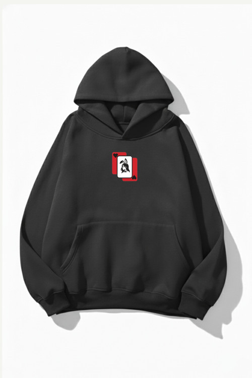 Unisex Yumuşak Dokulu Playwoman Baskılı Tasarım Oversize 3 İplik Hoodie Sweatshirt