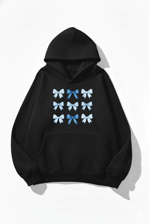 Unisex Yumuşak Dokulu 3 İplik Zarif Kurdele Tasarım Baskılı Oversize Sweatshirt