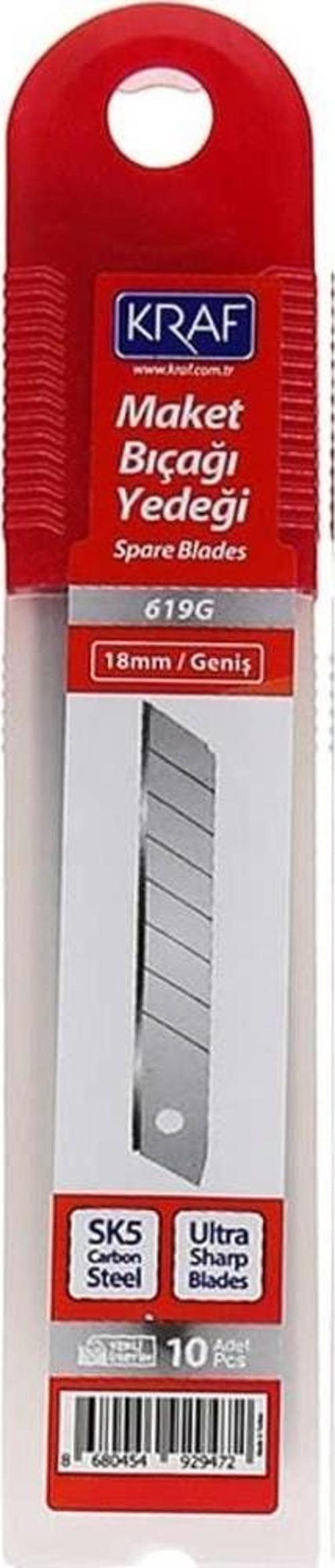 Geniş Maket Bıçağı Yedeği SK5 Ultra Karbon Çelik 18 mm 10'lu Tüp