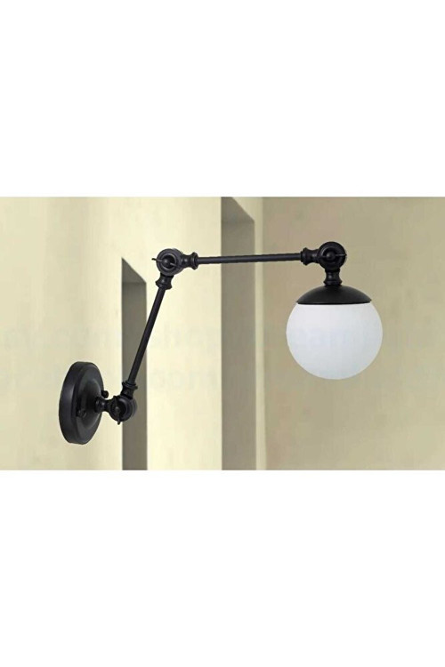 MYLİGHTS AKROBAT OPAL CAMLI OKUMA LAMBASI DUVAR APLİK SİYAH