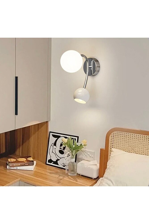 Modern Aplik Çift Yönlü E27 Mat Opal Cam GU10 Küre Krom Kaplama Gövde Os ram Tasarruflu LED