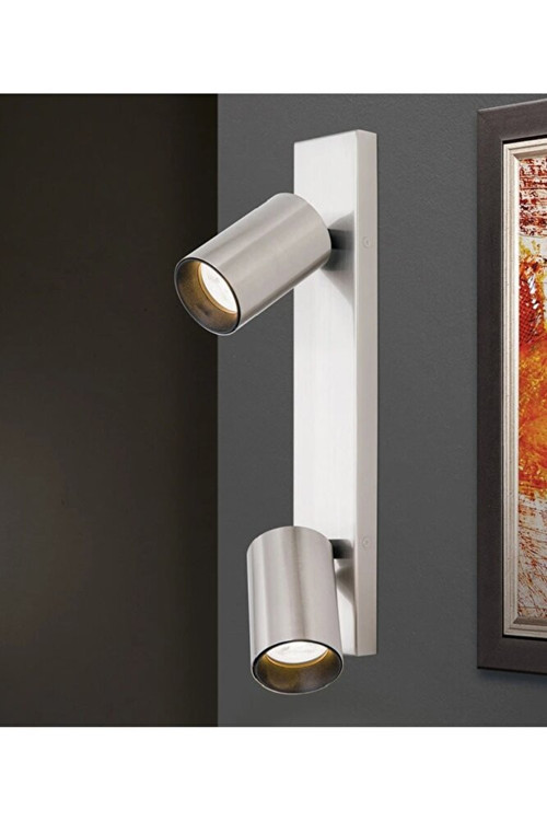 İnox kaplama ikili led spot duvar aplik tavan avize Gu10 tasarruflu led spot hareketli başlık