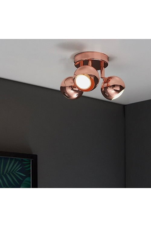 GU10 Üçlü 3 lü Hareketli LED Spot Tavan Avize Parlak Bakır Kaplama Modern Tavan Tasarruflu Os ram