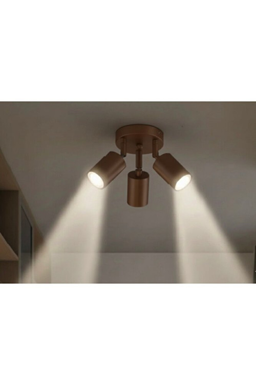 GU10 Kahverengi 3 lü Üçlü Hareketli LED Spot Tavan Avize Tasarruflu Led Ampül Os ram