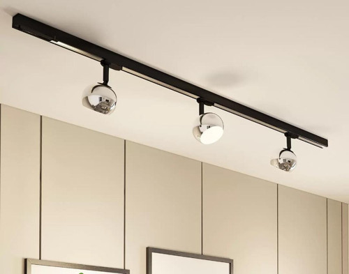 Mylights Demet Habek Panasonıc Gün Işığı Ampullü 1 Metre Alüminyum Ray İle Krom Kaplama 3 Başlıklı Spot Avize