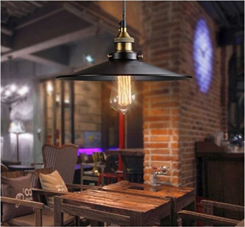 S Retro Metal Sarkıt Avize Rustik Tekli Siyah Içi Siyah 30cm En