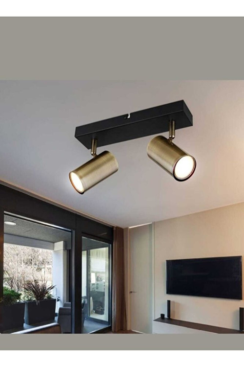 MAT ALTIN GOLD ESKİTME KAPLAMA BAŞLIK İKİLİ SİYAH METAL OS RAM TASARRUFLU LED MAPÜL LED SPOT TAVAN AVİZE