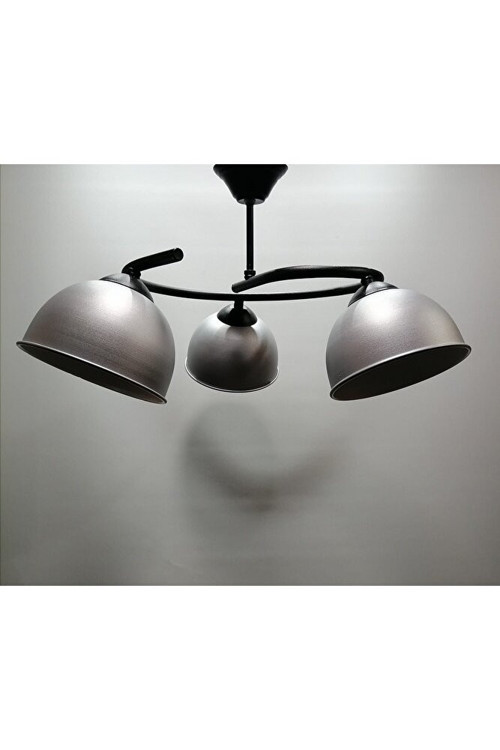 Mylights Gri Başlıklı Metal Avize Üçlü Avize