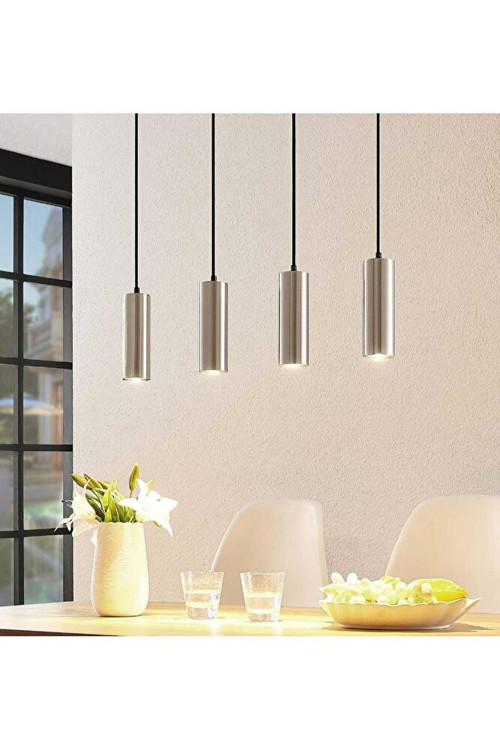 MYLİGHTS 100CM MASA ÜSTÜ AMPULLÜ LED AVİZE GÜNIŞIĞIAMPULLÜ İNOX GÖVDE