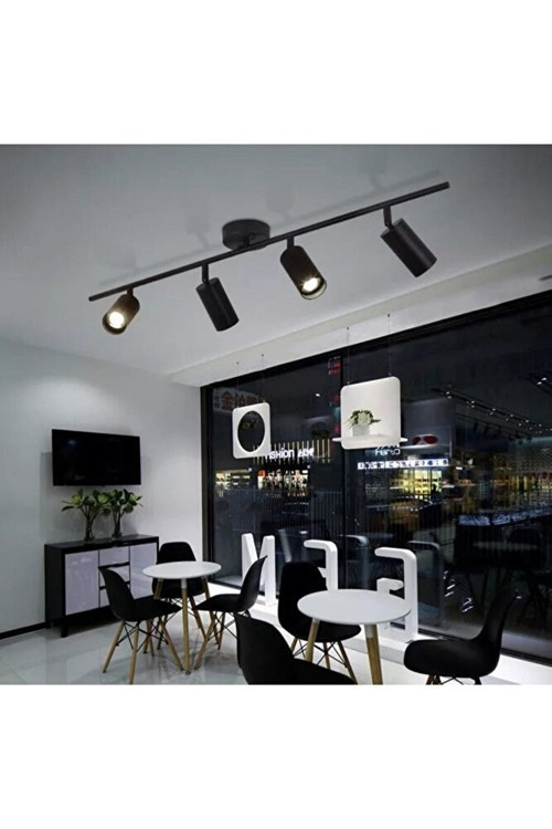 Mylights Led Spot Led Avize Siyah 4lü Avize Günışığı Led Ampullü