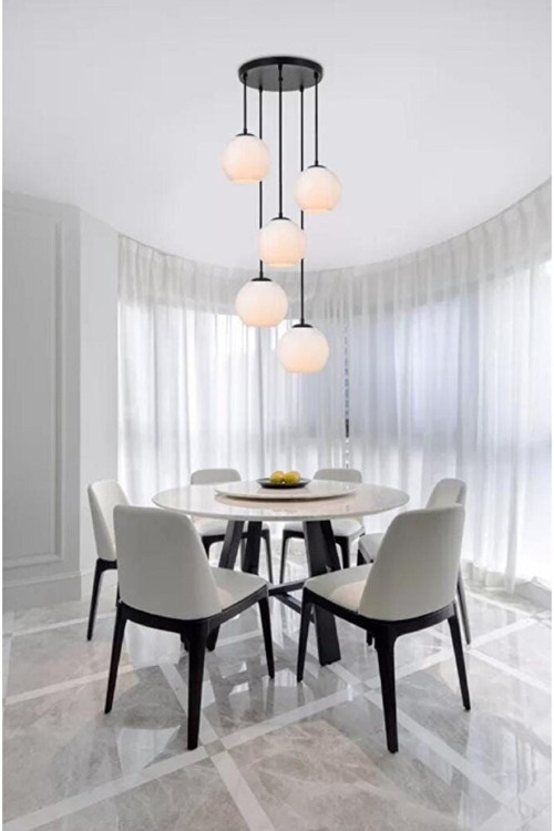 MYLİGHTS MODERN SARKIT AVİZE BEŞLİ AVİZE SARKIT SPOR AVİZE opal camlı salon avize