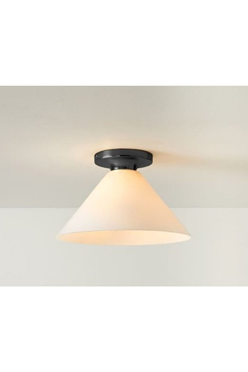 Mylights Opal Camlı Plofonyer Tavan Avize Armatür Beyaz Cam Siyah Gövde