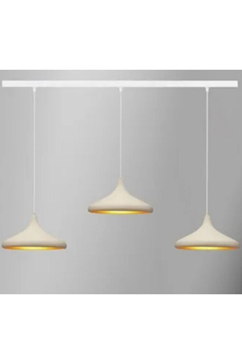 Mylights 120 Cm Kasa Masa Üstü Sıralı Avize Sakıt Beyaz Avize 35cm Başlıklar