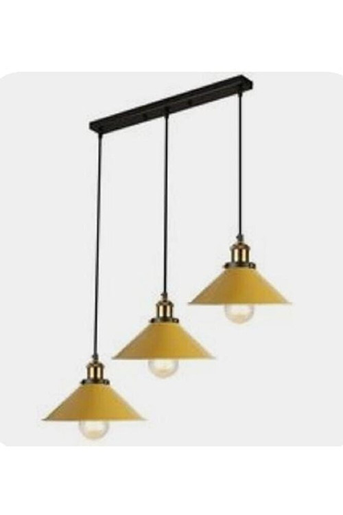 Mylights Masa Üstü Sıralı Üçlü Avize Sarı Başlık 60 Cm En Masa Üstü