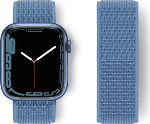 Apple Watch 42mm Hasırlı Cırtcırtlı Kordon - Mavi