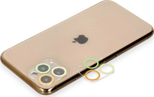 Apple İphone 11 Pro Max Renkli Kamera Lens Koruma Cam - Sarı-turuncu