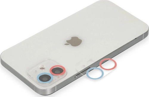 Apple İphone 12 Mini Renkli Kamera Lens Koruma Cam - Pembe-mavi