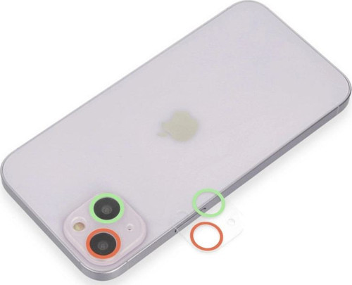 Apple İphone 13 Renkli Kamera Lens Koruma Cam - Yeşil-pembe