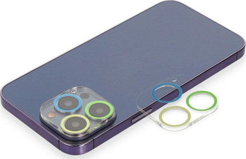 Apple İphone 13 Pro Max Renkli Kamera Lens Koruma Cam - Yeşil-sarı