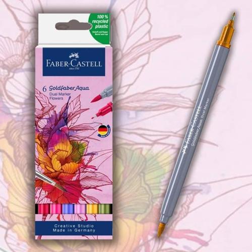 Faber-Castell Goldfaber Aqua Çift Uçlu Marker 6 Renk Flowers