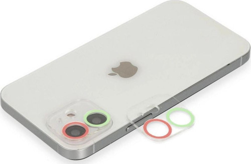Apple İphone 12 Mini Renkli Kamera Lens Koruma Cam - Yeşil-pembe