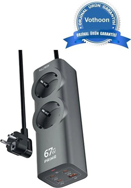 67w Hızlı Şarjlı Akıllı Çoklu Priz – 2000w Güç, 2 Usb-c + 2 Usb-a Çıkışlı, Telefon &