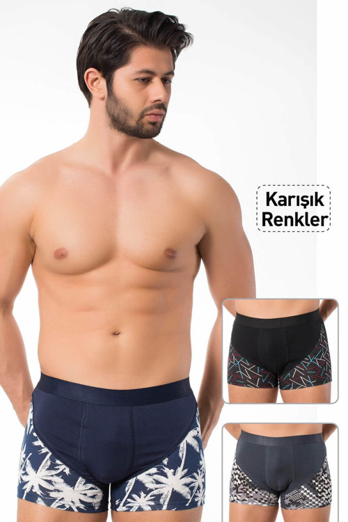 Erkek Asorti 3'Lü Pamuklu Likralı Boxer 900 .