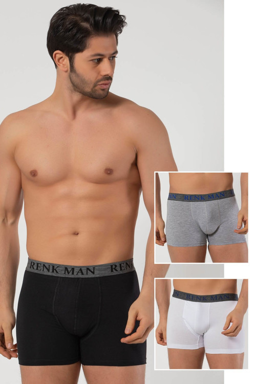 3'Lü Pamuklu Likralı Boxer