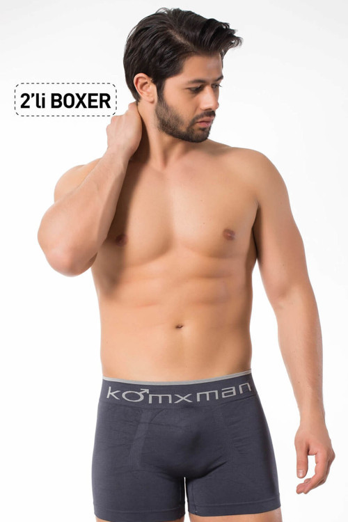Erkek 2'Li Likralı Dikişsiz Iz Yapmaz Boxer 909 .