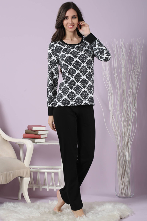Kadın Desenli Pijama Takımı 63118 .