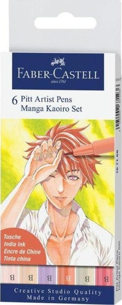 Faber-Castell 6 Pitt Artist Pen Fırça Uçlu Manga Çizim Seti Kaoiro 167168