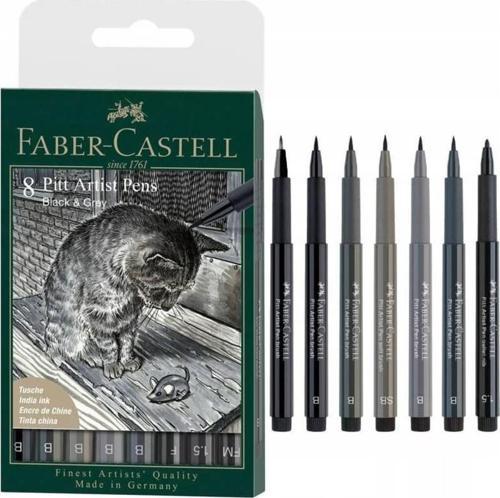 Faber-Castell 8 Pitt Artist Pen Black & Grey 167171