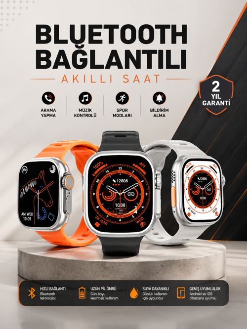 Yeni Nesil Akıllı Saat Adımsayar, Gps, Nabız Ölçer, Uyku Takibi