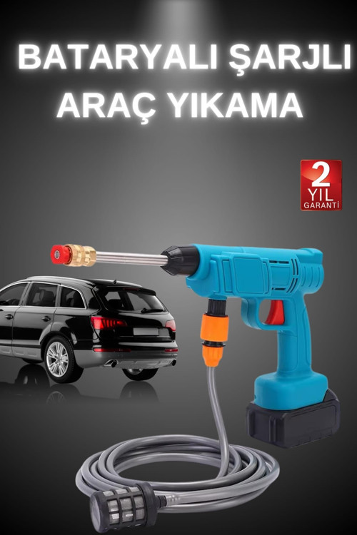 Şarjlı Yüksek Basınçlı Oto Yıkama Makinesi Sulama Tabancası Bahçe Yıkama Makinesi