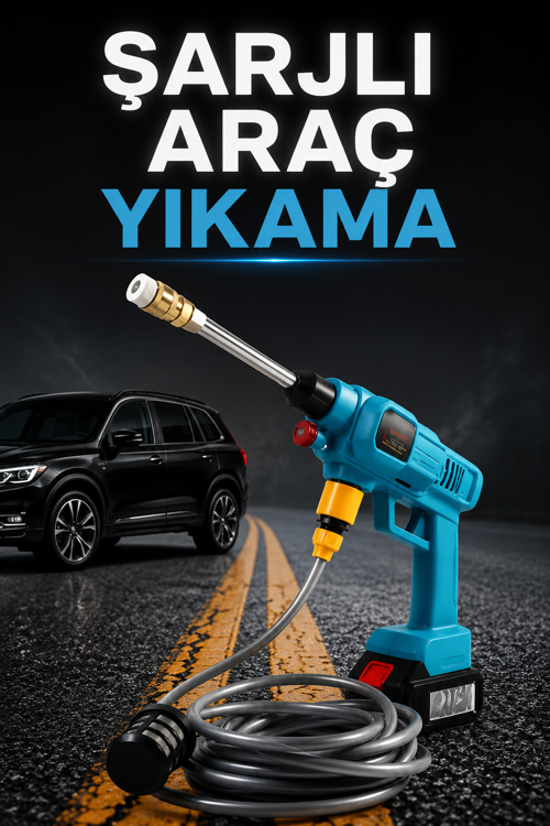 Şarjlı Yüksek Basınçlı Oto Yıkama Makinesi Sulama Tabancası Bahçe Yıkama Makinesi