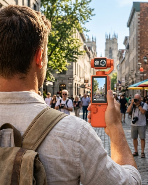 Kompakt Gimbal Kamera 180 Derece Döner Başlık Stabil Video Vlog