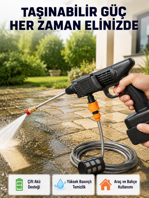 21V Akülü Basınçlı Yıkama Makinesi Çift Akülü Hızlı Özellikli