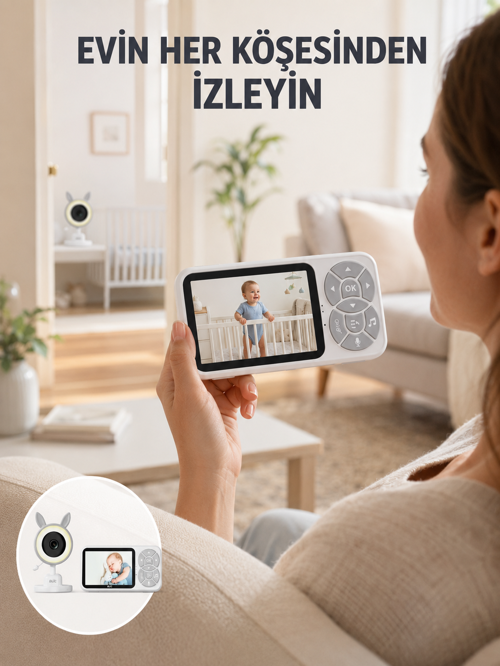 Çoklu Kamera Destekli Bebek İzleme Sistemi Rgb Gece Lambalı Yeni Nesil