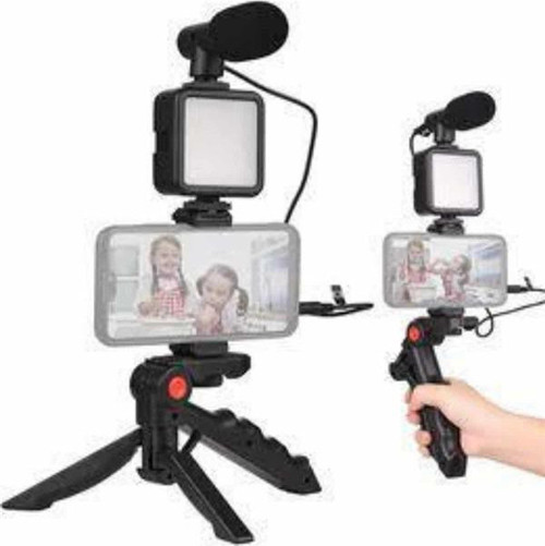 Telefon Tutucu Mikrofonlu Tripod Vlog Çekim Video