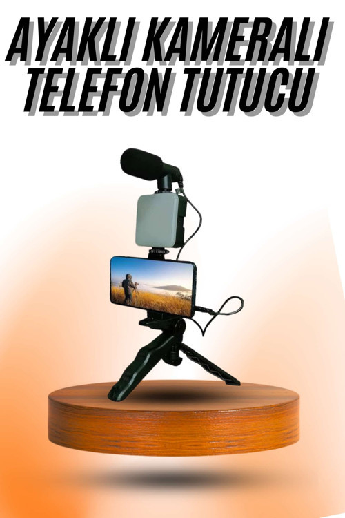 Telefon Tutucu Mikrofonlu Tripod Vlog Çekim Video
